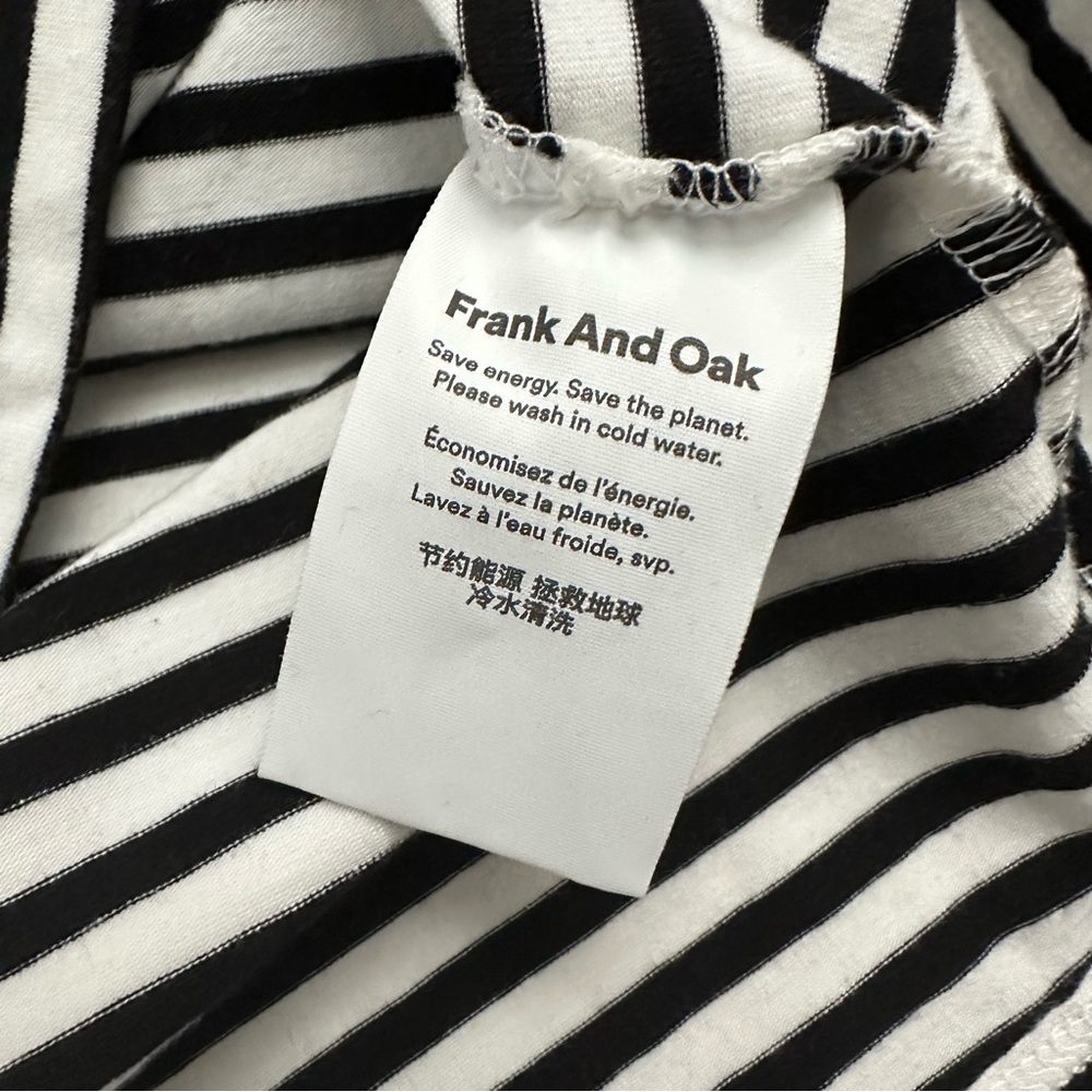 NWOT Frank and Oak Long Sleeve Mockneck, black and white stripe - Picture 8 of 8